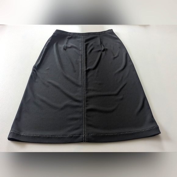 Ann Taylor Dark Brown Boat Neck Blouse/Skirt. White Stitching Detailing. Vintage - Picture 12 of 16